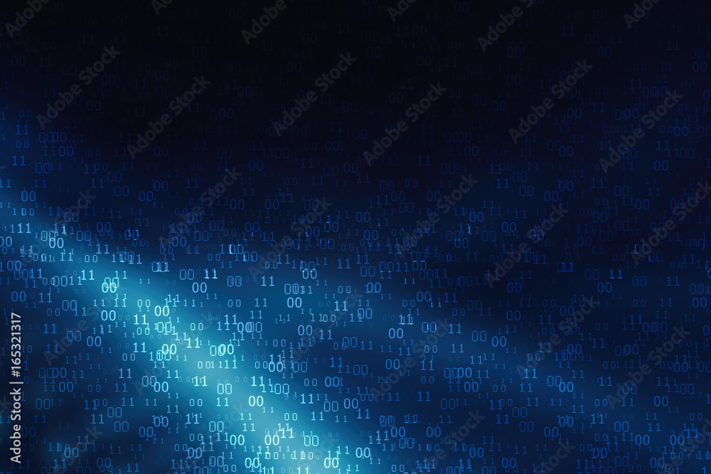 Wall mural binary code, data steam, technology background