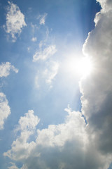 The sky with clouds moving with the wind.