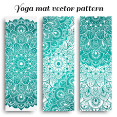 Set of yoga mat vector pattern light colors