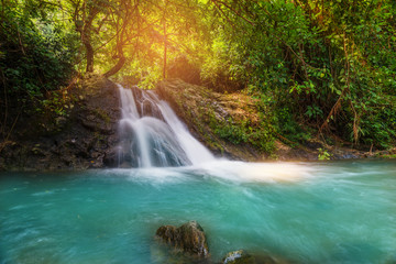 Waterfall landscape.  .Travel destination at Salika waterfall,Nakornnayok,Thailand.
