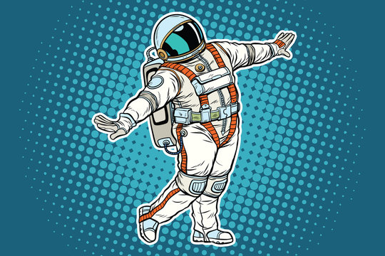 Astronaut dancing, funny gesture