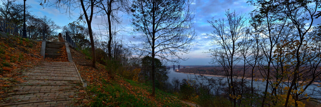 Sunset panorama of Dniper from St Vladimir Hill, Kiev