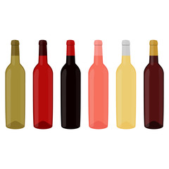 Wine bottles vector