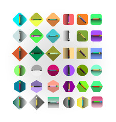 Set of vector icons of different colors from the pencils