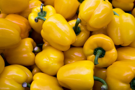 Fresh Yellow Peppers On The Market