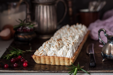 Cranberry Meringue Tart