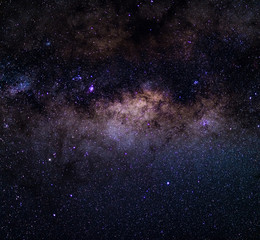 The Milky Way captured from the Southern Hemisphere, with details of its colorful core, outstandingly bright.