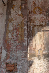 The frescoes of the Assumption Cathedral. Joseph-Volokolamsk Monastery, the village Teryaevo. Volokolamsk district, Russia