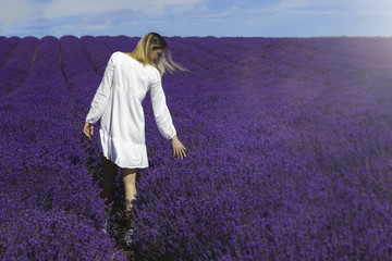 Young women in the lavender field.