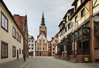 Fototapeta na wymiar Castle street in Elblag. Warmian-Masurian voivodeship. Poland