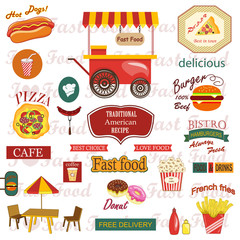 Set of food and drink labels, icons