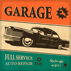 Vintage garage retro poster