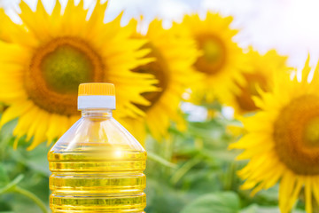 A bottle of sunflower oil .