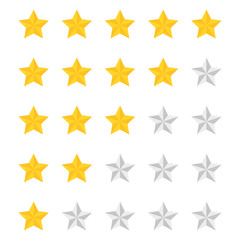 Star. vector set. rating using stars on a five-point system.