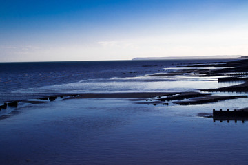 twilight beach scene