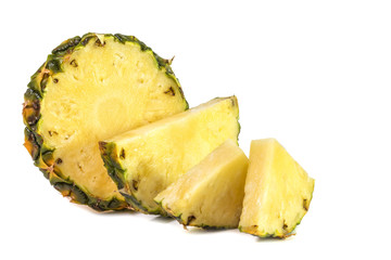 Sliced ripe juicy yellow pineapple