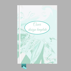 Notepad, book cover design template with abstract marbling effect