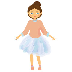 Beautiful Girl in blue tutu skirt. Kids fashion. Cartoon child