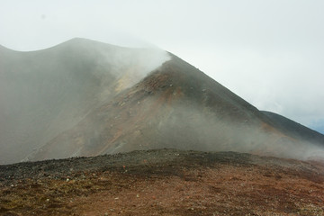Fototapeta na wymiar Sicily, Italy, Italia, Volcan Ethna, with lava fields from eruption and sulfur