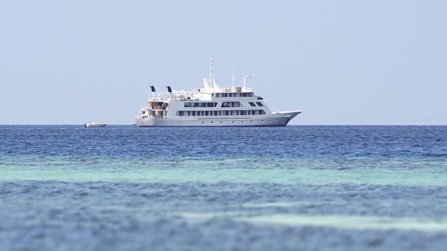 Large Passenger Yacht Anchored off Maafushi Island, Maldives