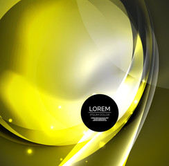 Digital illustration, glowing waves and circles