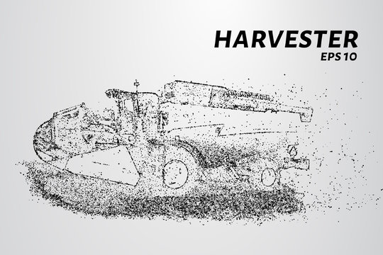 Harvester of particles. The harvester consists of small circles. Combine into smaller molecules. Vector illustration