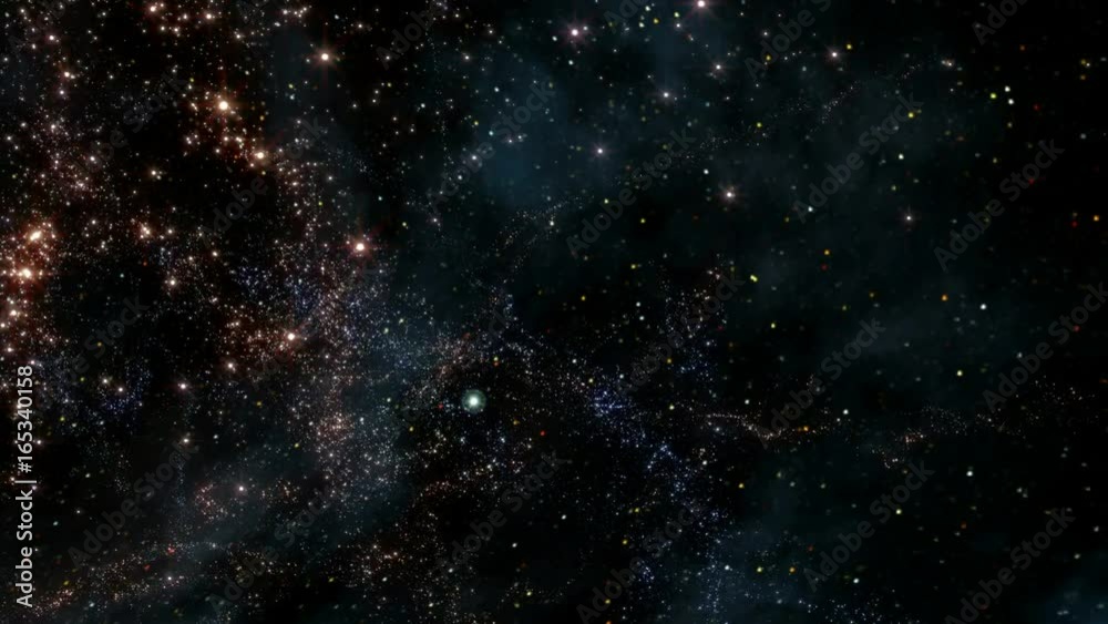 Poster the heavens 0105: flying through star fields in deep space (loop).