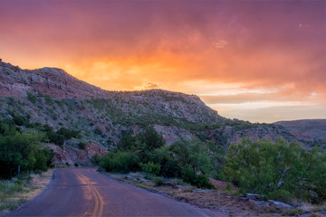 Sunset and Road at Palo Duro