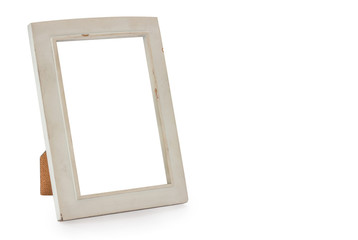 Old white photo frame, isolated on white background with clipping path.