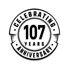 107 years anniversary logo template. Vector and illustration.