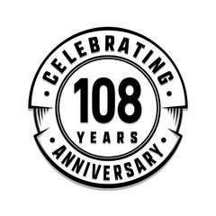 108 years anniversary logo template. Vector and illustration. - obrazy, fototapety, plakaty