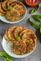 Potato pancakes fried with garlic