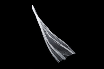 wedding white Bridal veil isolated on black background 
