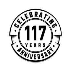 117 years anniversary logo template. Vector and illustration.