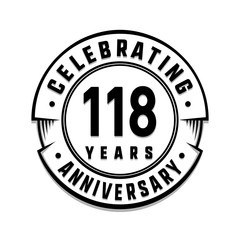 118 years anniversary logo template. Vector and illustration.