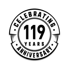 119 years anniversary logo template. Vector and illustration.