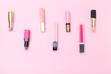 Obraz premium cosmetic products. top view. isometric style