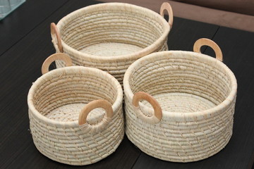 Obraz premium Three handmade woven baskets