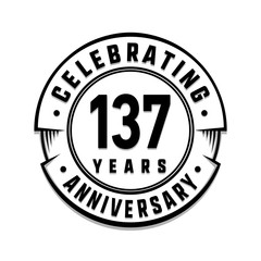 137 years anniversary logo template. Vector and illustration.