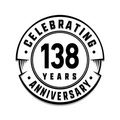 138 years anniversary logo template. Vector and illustration.