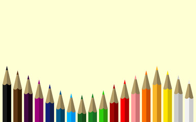 Set of Colored Pencils Forming a Wave with Space for Your Content Above