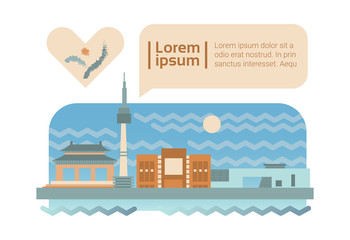 Kuala Lumpur Street City Panorama Facade Skyline Cartoon Flat Vector Illustration