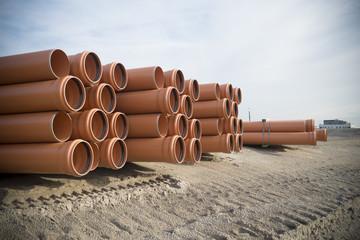 piled up pvc pipes