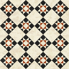 Ancient geometric mosaic pattern, abstract marbled tiles, textured seamless vector illustration