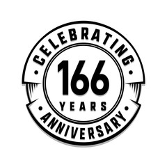 166 years anniversary logo template. Vector and illustration.
