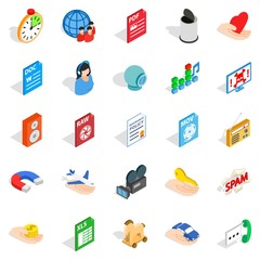 Data icons set, isometric style