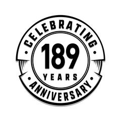 189 years anniversary logo template. Vector and illustration.
