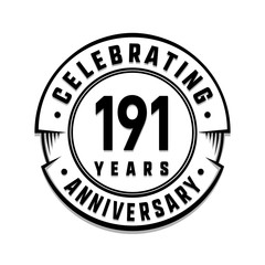191 years anniversary logo template. Vector and illustration.
