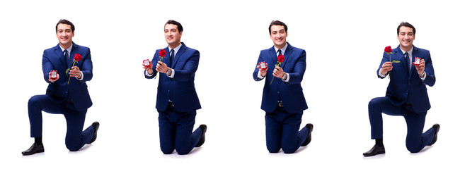 Romantic concept with man making marriage proposal