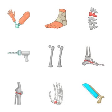 Surgical intervention icons set, cartoon style